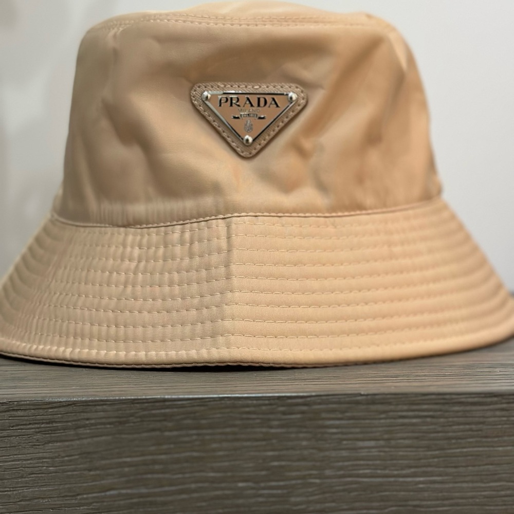 New Prada Bucket Hat Re-Nylon Beige